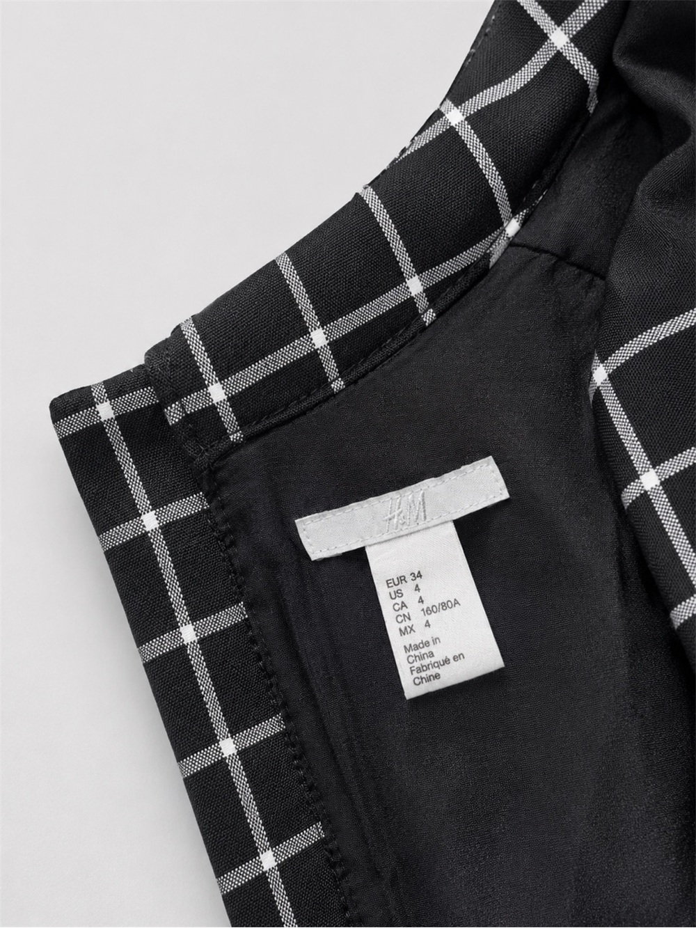 H&M Black Mini Dress with White Windowpane Check - Picture 6 of 6